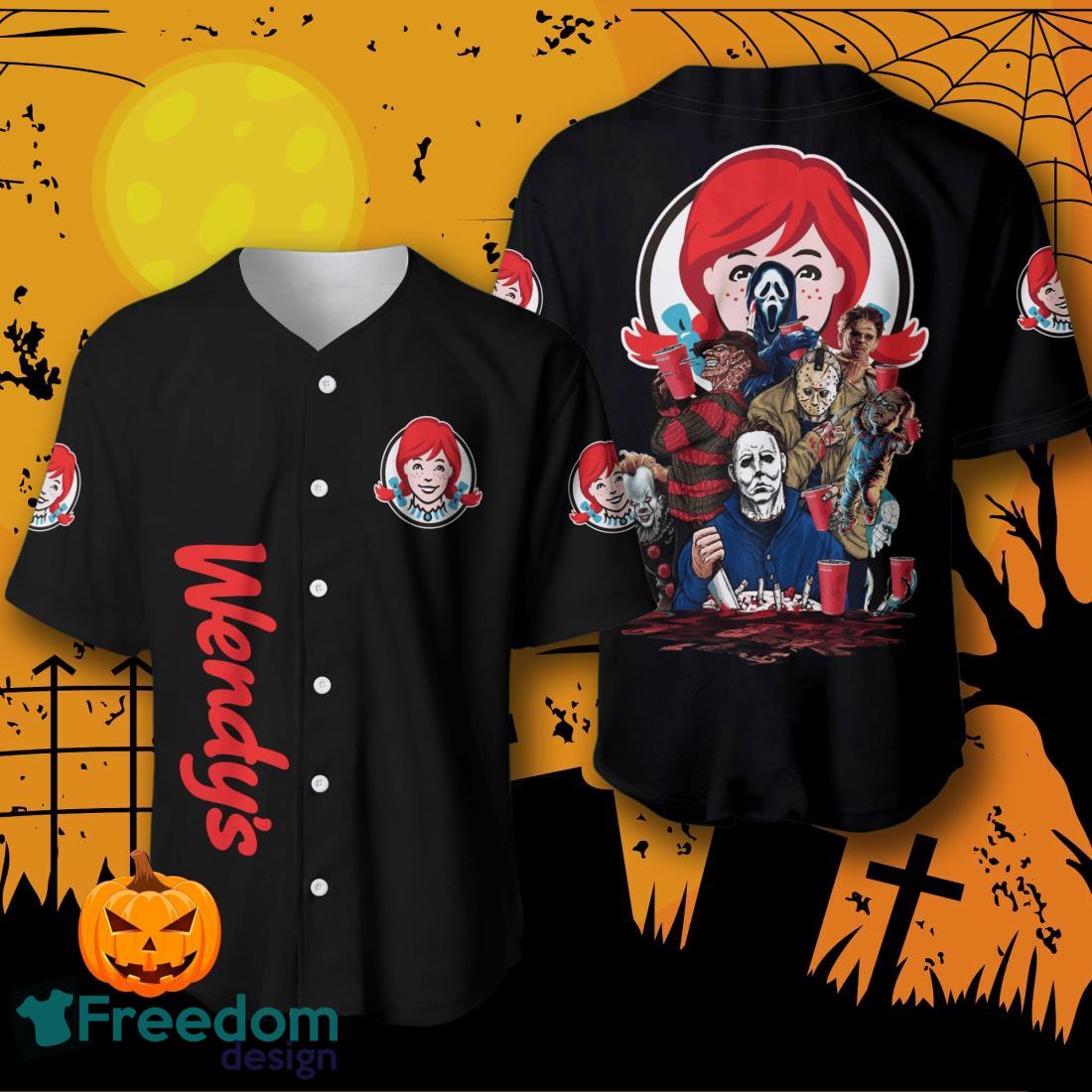 Wendy's Halloween Horror Characters Baseball Jersey For Men And Women Product Photo 1