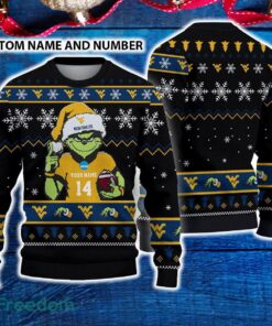 West Virginia Mountaineers 3D Ugly Christmas Sweater Grinch Funny Custom Number And Name