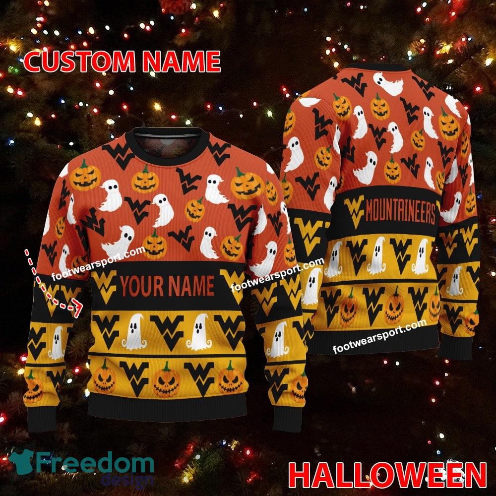 West Virginia Mountaineers Personalized Halloween Ugly Xmas Sweater Gift For Men And Women image West Virginia Mountaineers Personalized Halloween Ugly Xmas Sweater Gift For Men And Women - West Virginia Mountaineers Personalized Halloween Ugly Xmas Sweater Gift For Men And Women