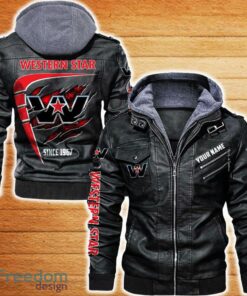 Western Star Leather Jacket Black And Brown Color Car Logo Trending All OVer Print Gift Fans Custom Name