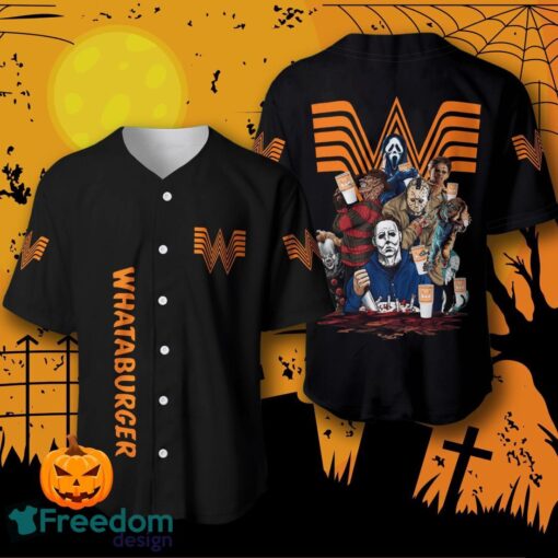 Whataburger Halloween Horror Characters Baseball Jersey For Men And Women Product Photo 1