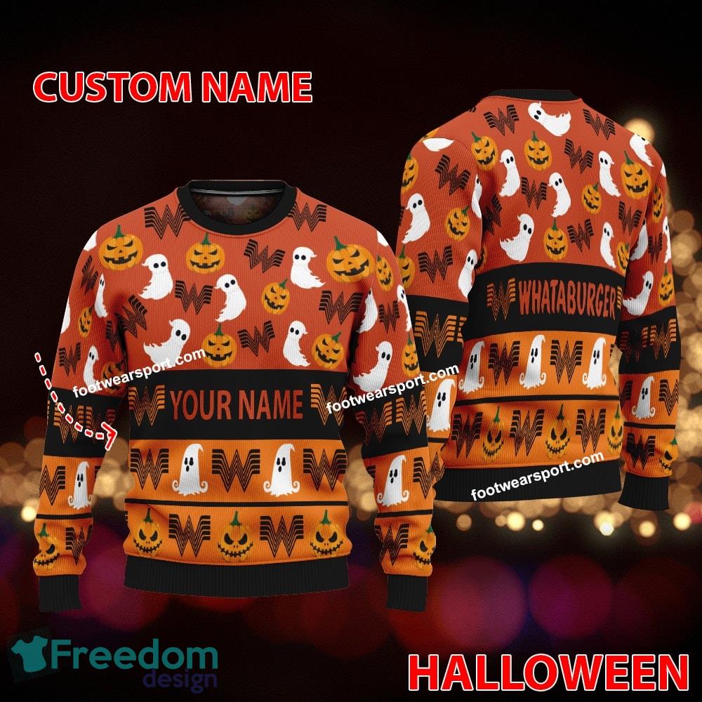 WHATABURGER Personalized Logo Pattern Ugly Christmas Sweater For Fans image WHATABURGER Personalized Logo Pattern Ugly Christmas Sweater For Fans - WHATABURGER Personalized Logo Pattern Ugly Christmas Sweater For Fans