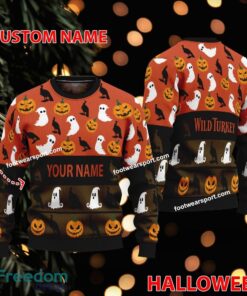 Wild Turkey Whiskey Custom Name Halloween Ugly Christmas Sweater Gift For Men And Women