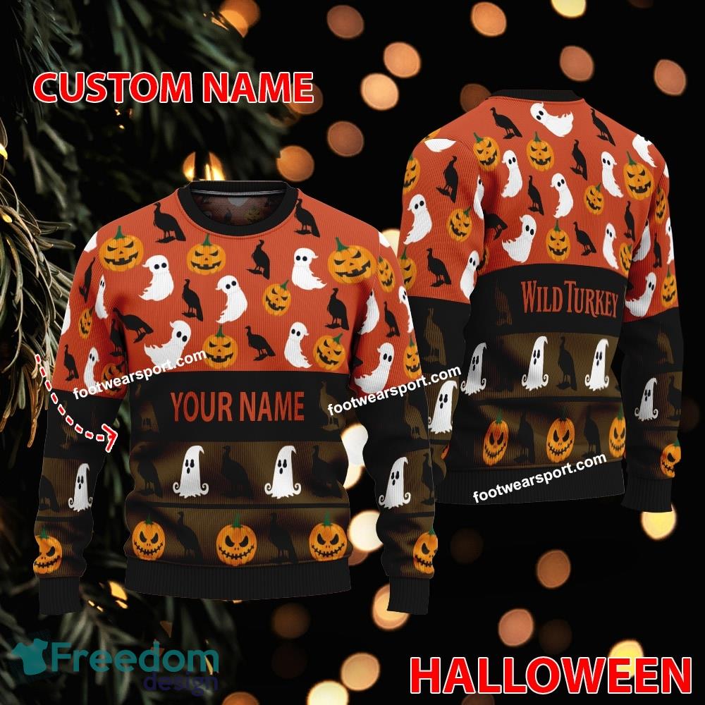 Wild Turkey Whiskey Custom Name Halloween Ugly Christmas Sweater Gift For Men And Women image Wild Turkey Whiskey Custom Name Halloween Ugly Christmas Sweater Gift For Men And Women - Wild Turkey Whiskey Custom Name Halloween Ugly Christmas Sweater Gift For Men And Women