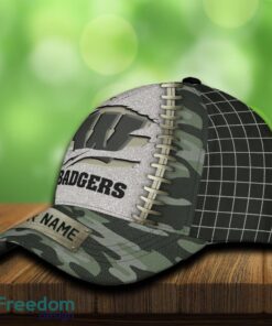 Wisconsin Badgers 3D Hat And Cap Beach Design Camo Green For Fans Gift Custom Name - Wisconsin Badgers 3D Hat And Cap Camo_3
