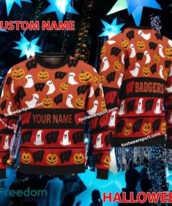 Wisconsin Badgers Personalized Halloween Ugly Christmas Sweater For Fans