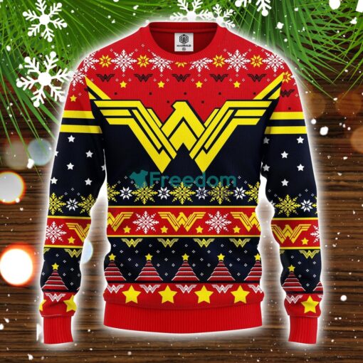 Wonder Woman Red Yellow Ugly Christmas Sweater Amazing Gift Idea Christmas Party Gift Product Photo 1