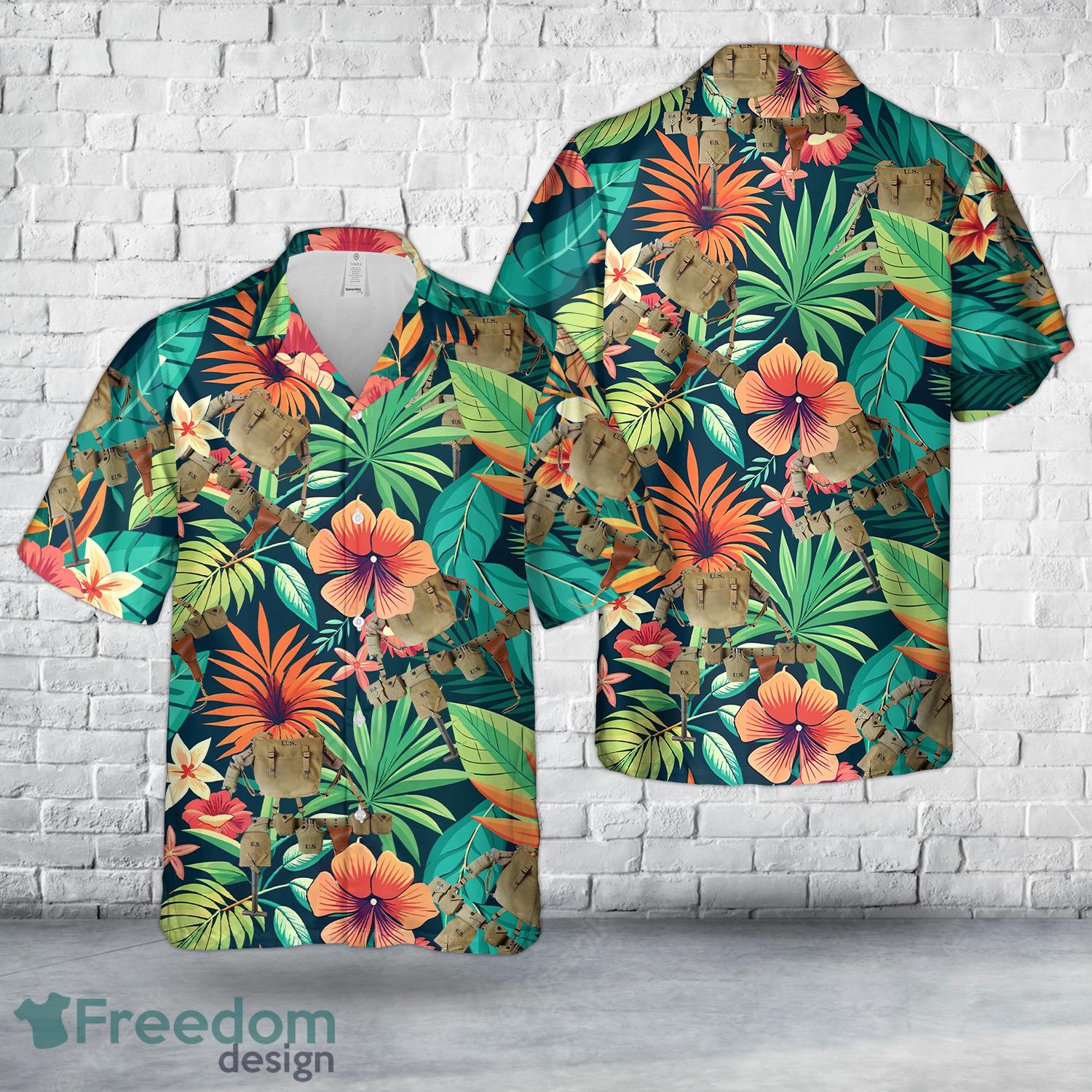WW2 US ARMY D DAY M1 Carbin Paratrooper Equipment Hawaiian Shirt image WW2 US ARMY D DAY M1 Carbin Paratrooper Equipment Hawaiian Shirt - WW2 US ARMY D DAY M1 Carbin Paratrooper Equipment Hawaiian Shirt-1