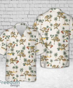 WWII USMC Army Normandy Landing D-DAY M1 Airborne Division Backpack Paratrooper Hawaiian Shirt