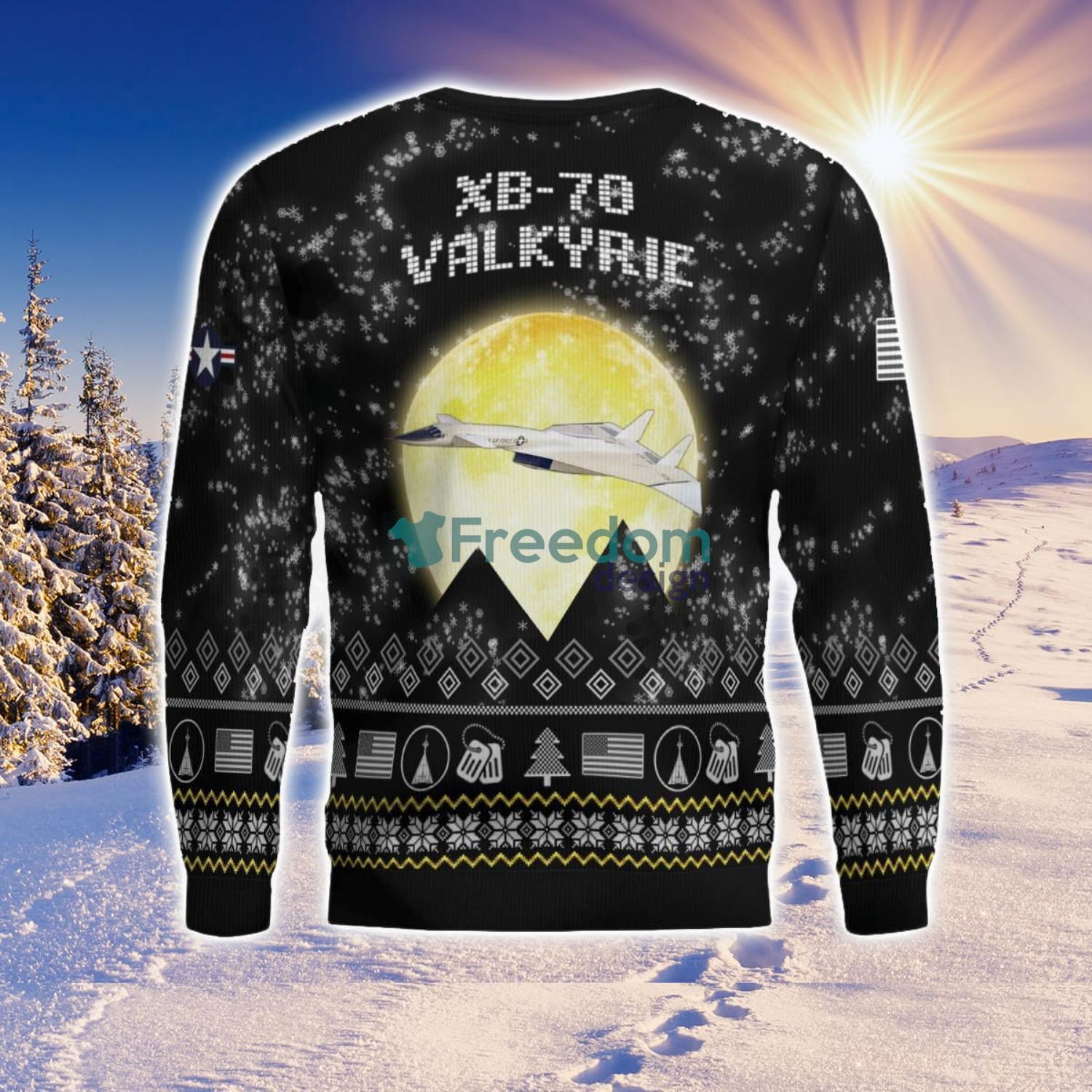 XB 70 Valkyrie XB70 Aircraft Moonlight Black Ugly Christmas Sweater Veteran Sweater image XB-70 Valkyrie XB70 Aircraft Moonlight Black Ugly Christmas Sweater Veteran Sweater Product Photo 4
