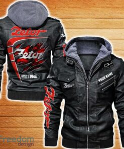 Zetor Leather Jacket Black And Brown Color Car Logo Trending All OVer Print Gift Fans Custom Name Zetor Leather Jacket Black And Brown Color Car Logo Trending All OVer Print Gift Fans Custom Name