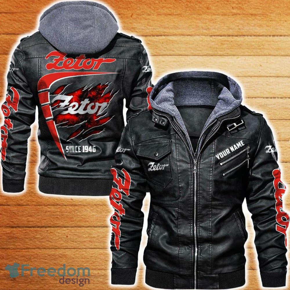 Zetor Leather Jacket Black And Brown Color Car Logo Trending All OVer Print Gift Fans Custom Name image Zetor Leather Jacket Black And Brown Color Car Logo Trending All OVer Print Gift Fans Custom Name - Zetor Leather Jacket Car For Fans_1