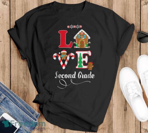 2Nd Grade Christmas Love Teacher Student Holiday Gift Tshirt - Black T-Shirt