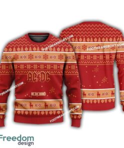 AC DC Band Logo Merry Xmas Ugly Sweater AOP Gift For Adult