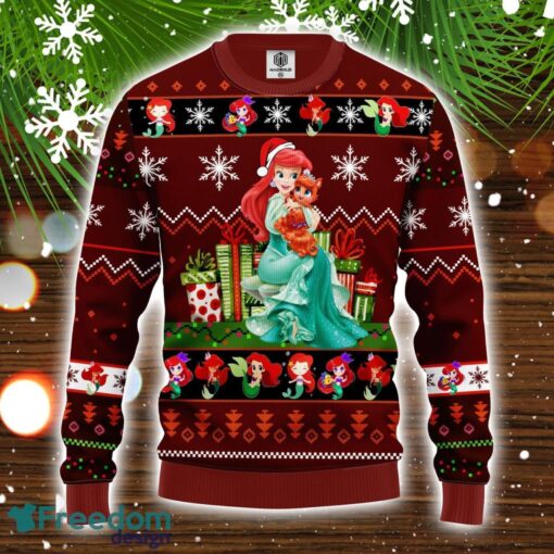 Airel Mermaid Ugly Christmas Sweater Red Brown Amazing Gift Christmas Gift For Men And Women Product Photo 1