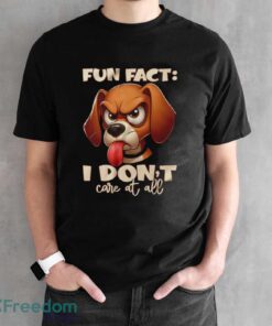 Angry Cartoon Dog Shirt, Fun Fact I Don't Care At All Tee, Funny Pet Lover Top - Black Unisex T-Shirt