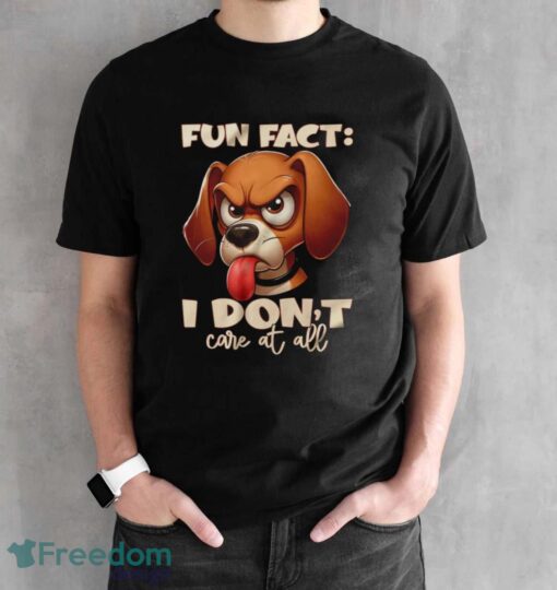 Angry Cartoon Dog Shirt, Fun Fact I Don't Care At All Tee, Funny Pet Lover Top - Black Unisex T-Shirt