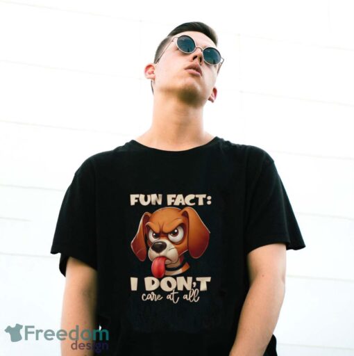 Angry Cartoon Dog Shirt, Fun Fact I Don't Care At All Tee, Funny Pet Lover Top - G500 Gildan T-Shirt