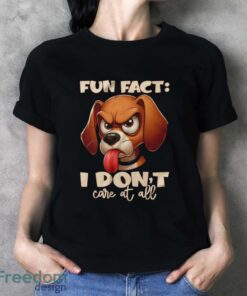 Angry Cartoon Dog Shirt, Fun Fact I Don't Care At All Tee, Funny Pet Lover Top - Ladies T-Shirt