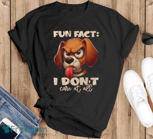 Angry Cartoon Dog Shirt, Fun Fact I Don't Care At All Tee, Funny Pet Lover Top - Black T-Shirt