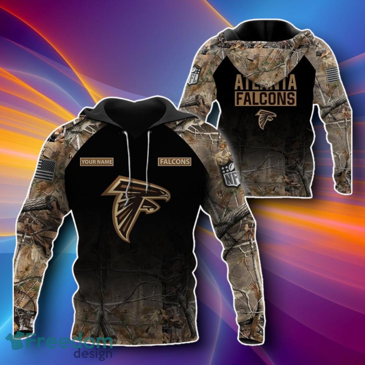 Atlanta Falcons Personalized Hunting Camo 3D Hoodies Unique Gift image Atlanta Falcons Personalized Hunting Camo 3D Hoodies Unique Gift Product Photo 1