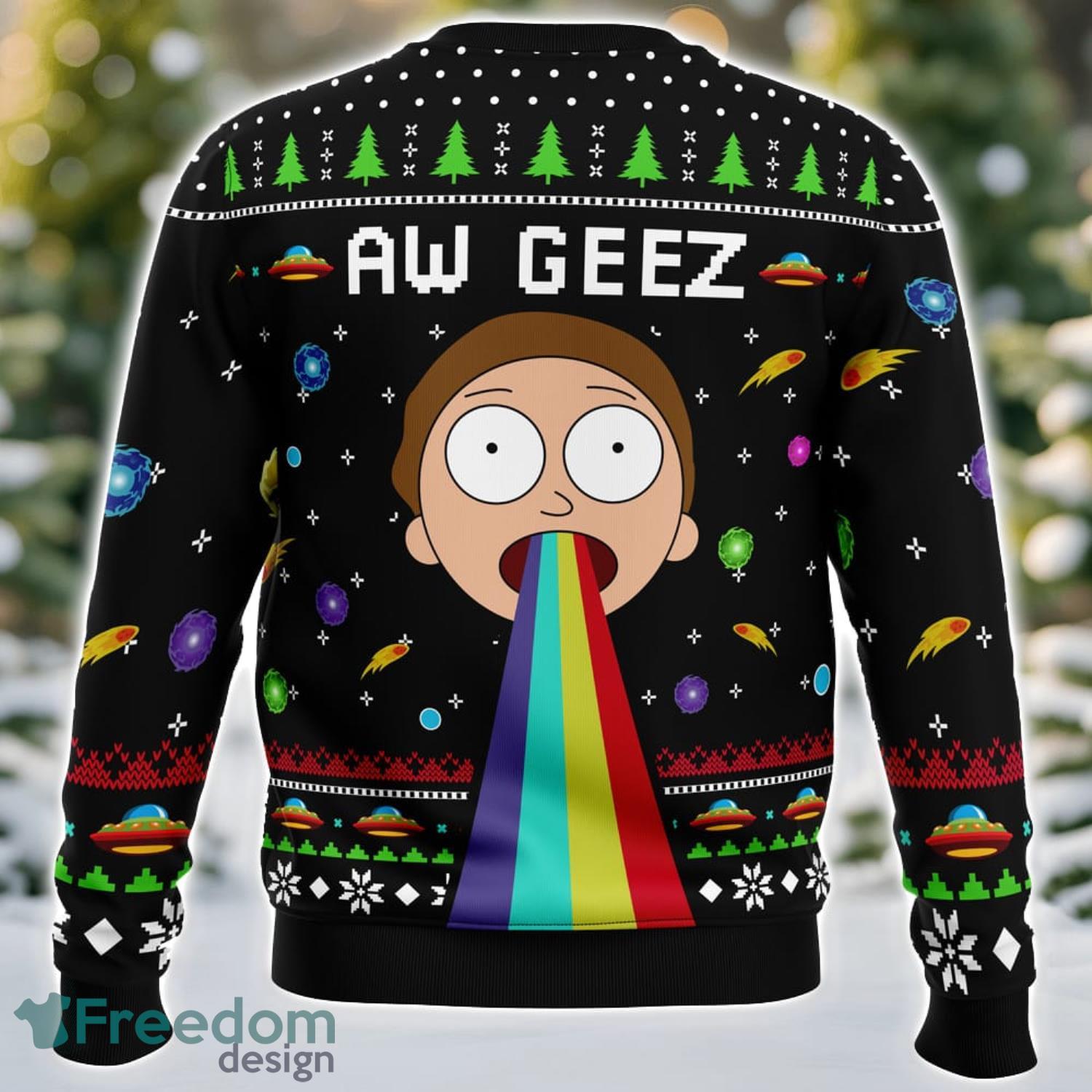Aw Geez Rick and Morty Ugly Christmas Sweater Holiday Christmas Gift image Aw Geez Rick and Morty Ugly Christmas Sweater Holiday Christmas Gift Product Photo 2