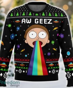 Aw Geez Rick and Morty Ugly Christmas Sweater Holiday Christmas Gift
