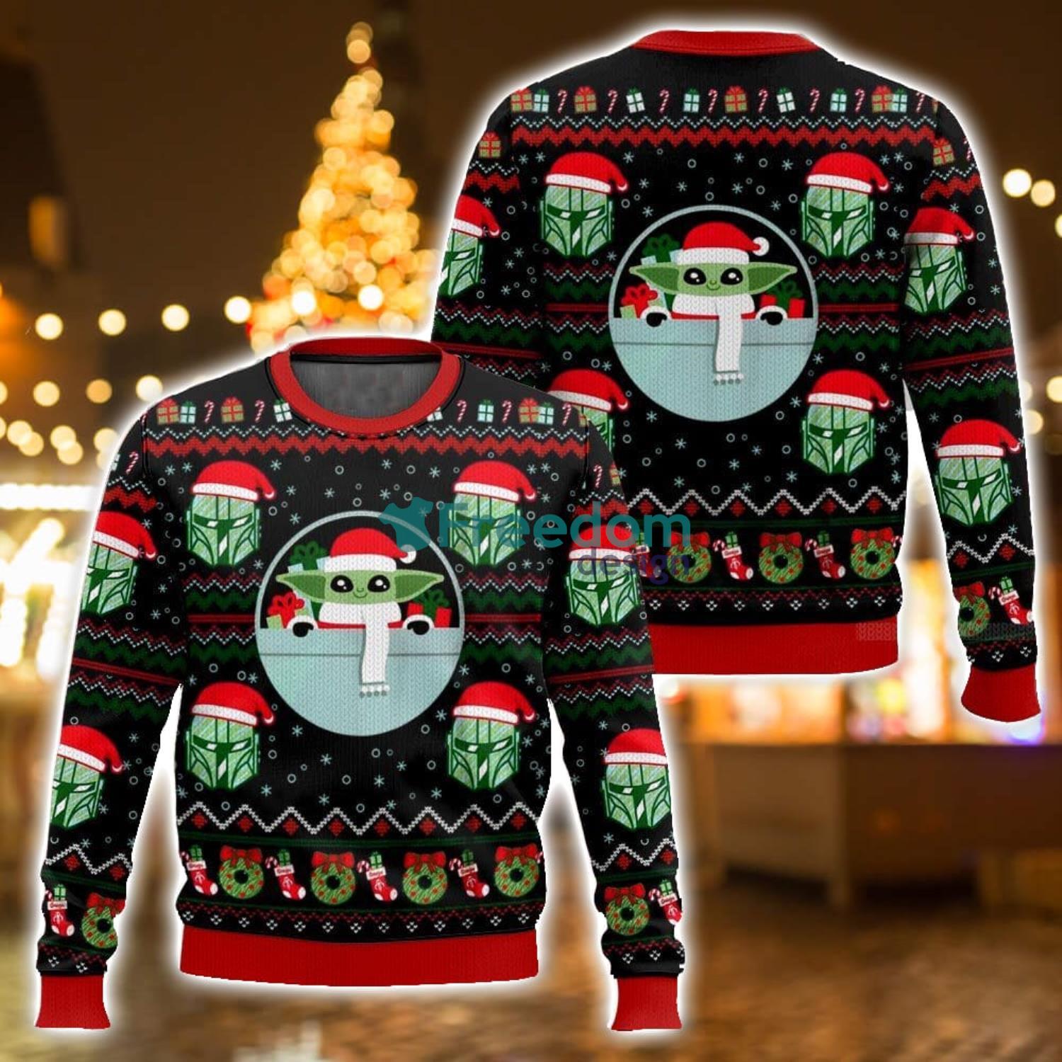 Baby Yoda And Mandalorian Star Wars 3D Ugly Christmas Sweater For Men And Women Christmas Season Gift image Baby Yoda And Mandalorian Star Wars 3D Ugly Christmas Sweater For Men And Women Christmas Season Gift Product Photo 1