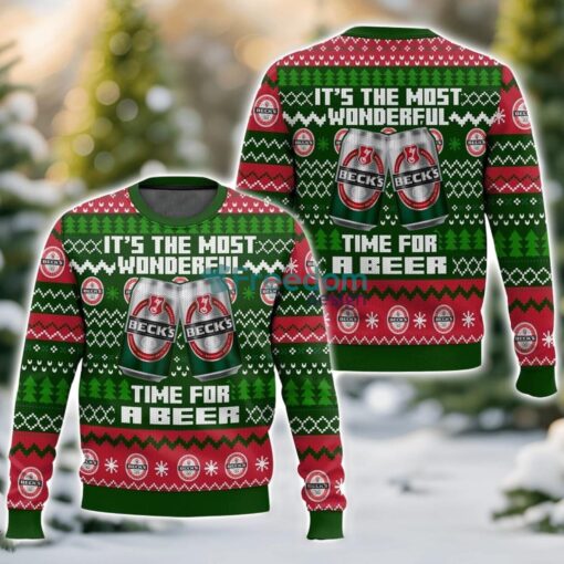 Beck’s It’s the Most Wonderful time for a Beer 3D Ugly Christmas Sweater Unisex Sweater Christmas Gift Product Photo 1