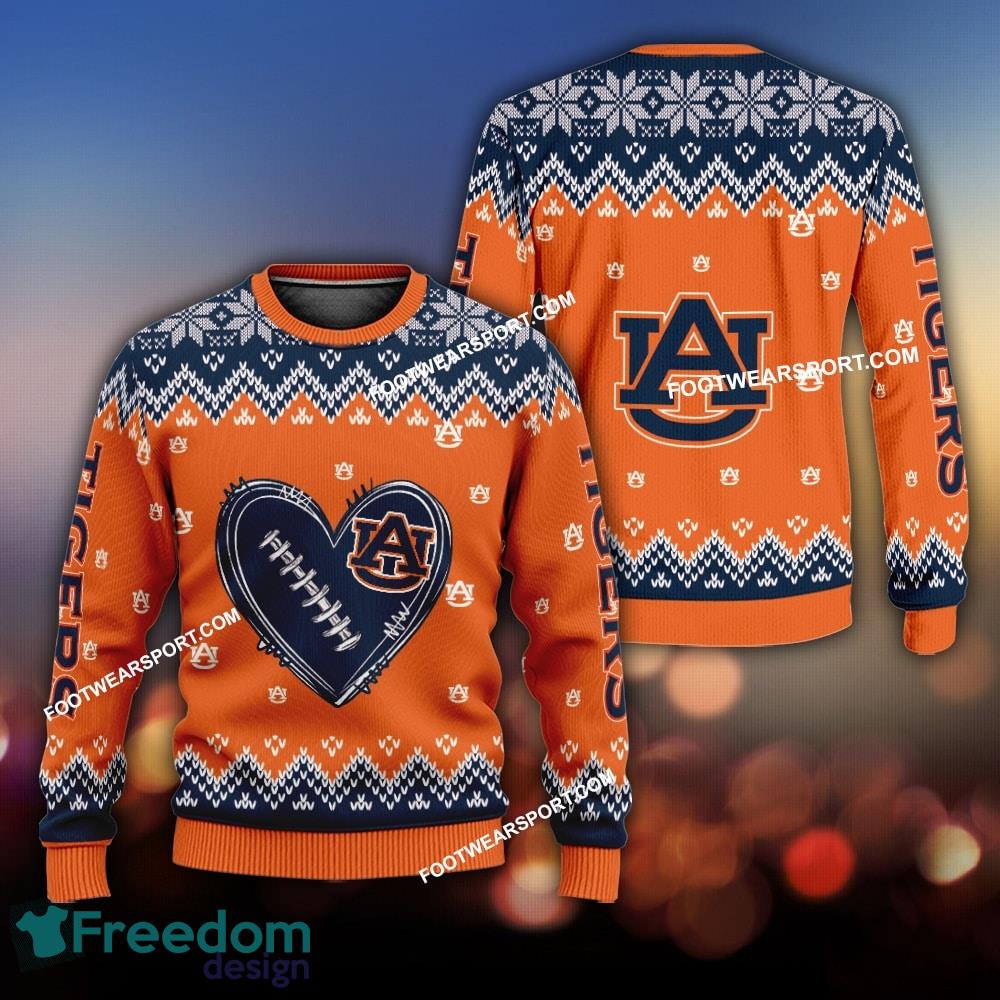 Best Design Heart Football Auburn Tigers Christmas Sweater For Men Women image Best Design Heart Football Auburn Tigers Christmas Sweater For Men Women - Best Design Heart Football Auburn Tigers Christmas Sweater For Men Women