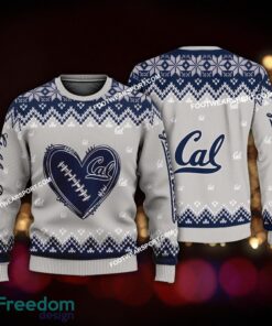 Best Design Heart Football California Golden Bears Christmas 3D Sweater Gift Holidays