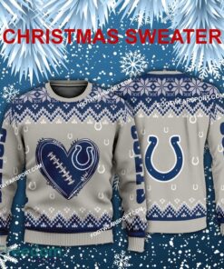 Best Design Heart Football Indianapolis Colts Christmas Sweater Gift Holidays