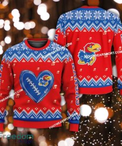 Best Design Heart Football Kansas Jayhawks Christmas 3D Sweater For Men Women