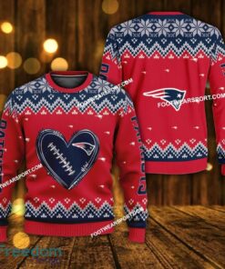 Best Design Heart Football New England Patriots Christmas Sweater AOP Gift Holidays