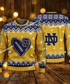 Best Design Heart Football Notre Dame Fighting Irish Xmas 3D Sweater Gift For Adult