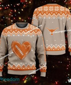 Best Design Heart Football Texas Longhorns Xmas Sweater Gift For Adult
