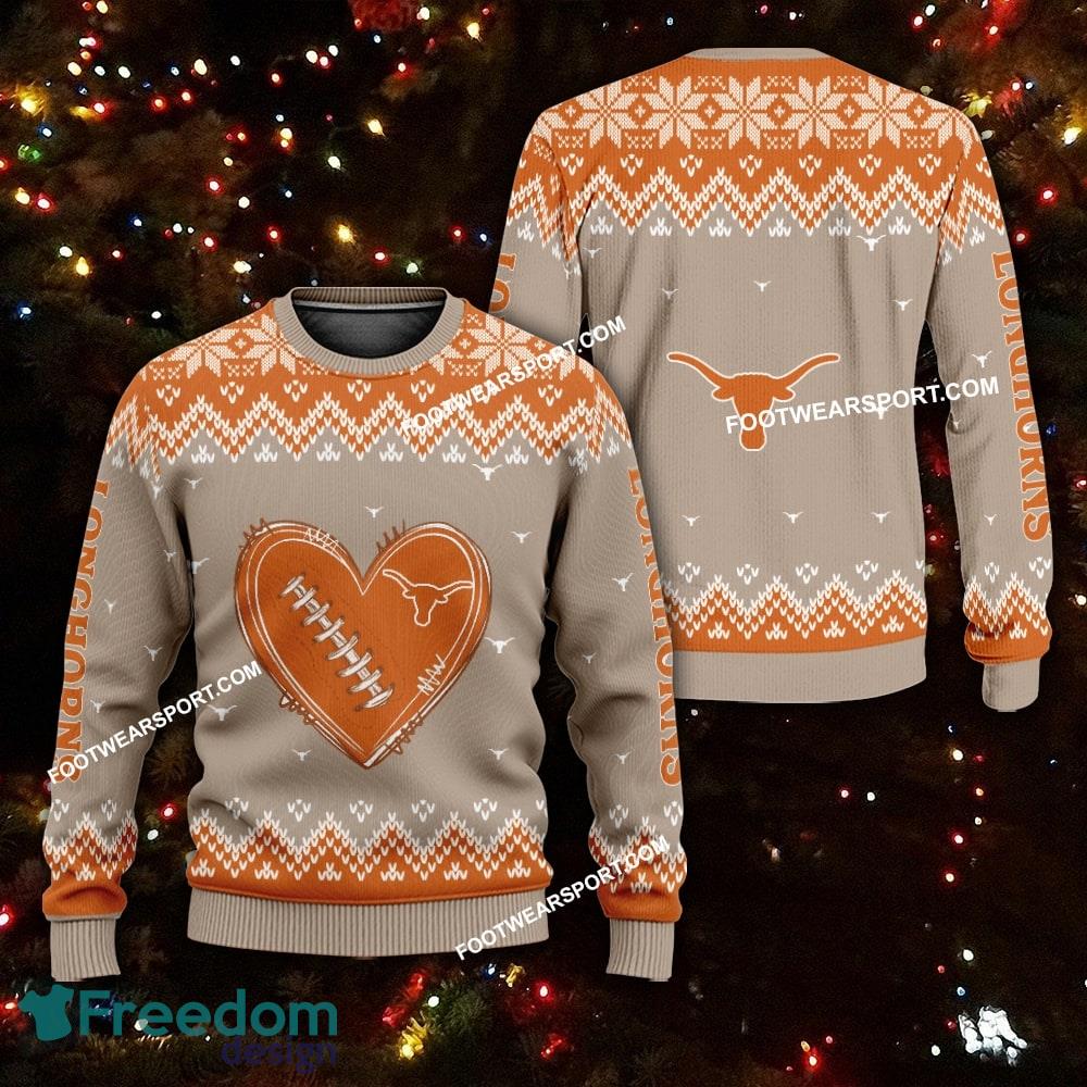 Best Design Heart Football Texas Longhorns Xmas Sweater Gift For Adult image Best Design Heart Football Texas Longhorns Xmas Sweater Gift For Adult - Best Design Heart Football Texas Longhorns Xmas Sweater Gift For Adult