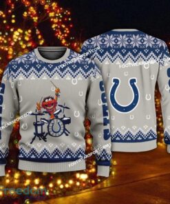 Best Design Muppets Play Drums Indianapolis Colts Christmas Sweater AOP Gift Holidays