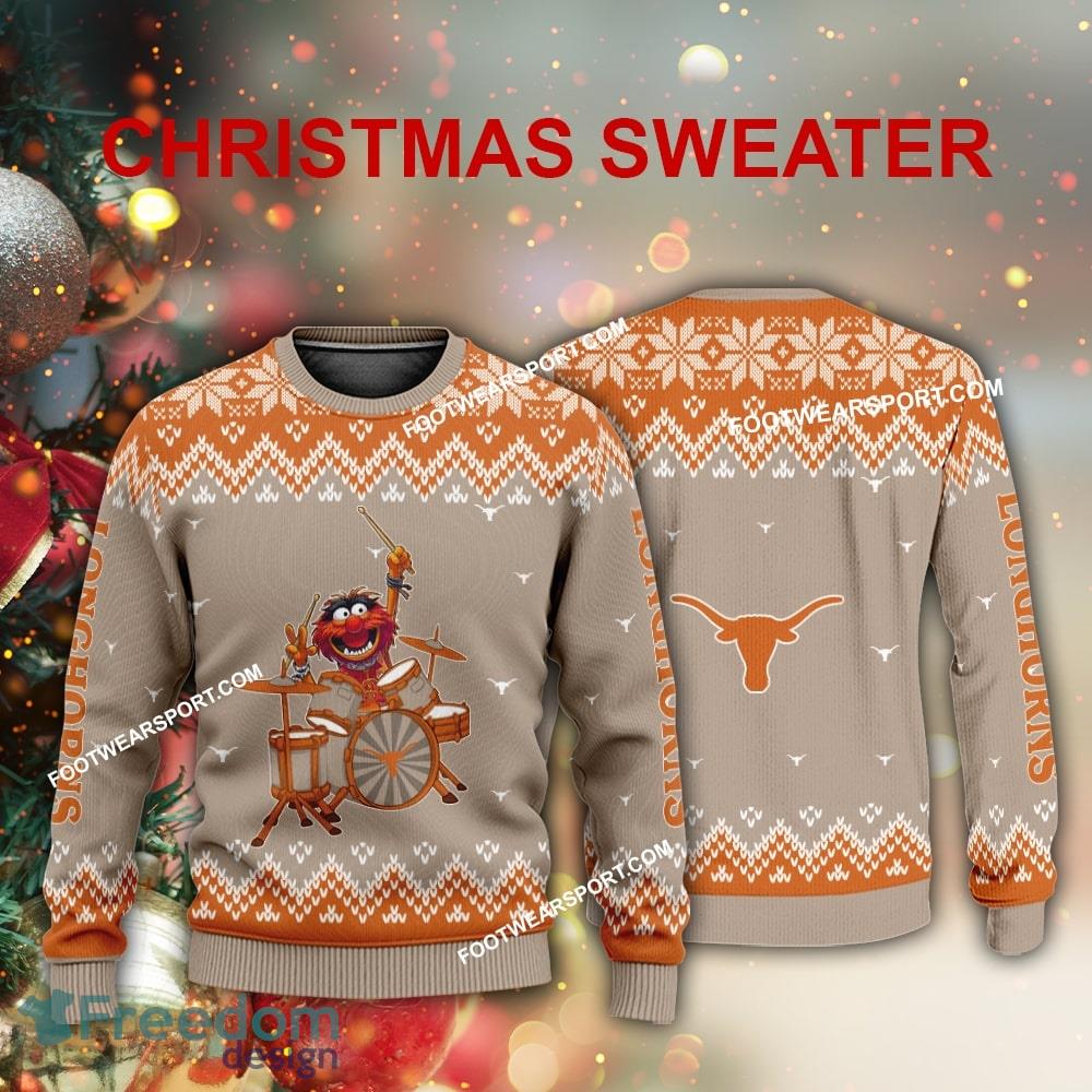 Best Design Muppets Play Drums Texas Longhorns Christmas 3D Sweater For Men Women image Best Design Muppets Play Drums Texas Longhorns Christmas 3D Sweater For Men Women - Best Design Muppets Play Drums Texas Longhorns Christmas 3D Sweater For Men Women