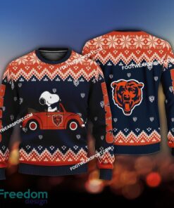 Best Design Snoopy Driving Car Chicago Bears Christmas Sweater For Men Women