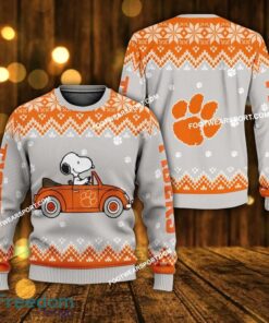 Best Design Snoopy Driving Car Clemson Tigers Christmas Sweater Gift For Adult