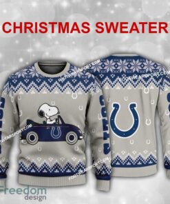 Best Design Snoopy Driving Car Indianapolis Colts Christmas 3D Sweater For Men Women