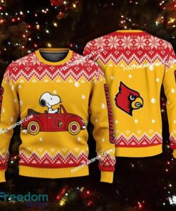 Best Design Snoopy Driving Car Louisville Cardinals Christmas 3D Sweater For Men Women