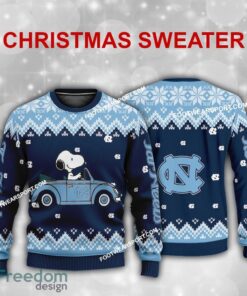 Best Design Snoopy Driving Car North Carolina Tar Heels Xmas 3D Sweater Gift For Adult