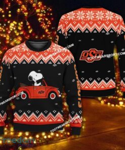 Best Design Snoopy Driving Car Oklahoma State Cowboys Christmas Sweater For Men Women