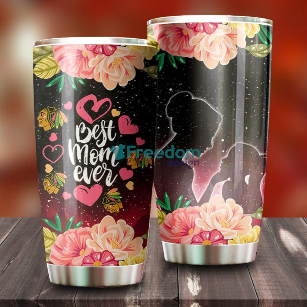 Best Mom Ever Cool Flower Chicago Blackhawks NHL Tumbler G Fanatics image Best Mom Ever Cool Flower Chicago Blackhawks NHL Tumbler - G Fanatics Product Photo 1