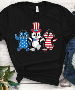 Blue White Red Penguins Us Flag 4th July Patriot-ic Cute T-Shirt