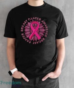 Breast Cancer Awareness Shirt, Pink Ribbon Sunflower - Black Unisex T-Shirt