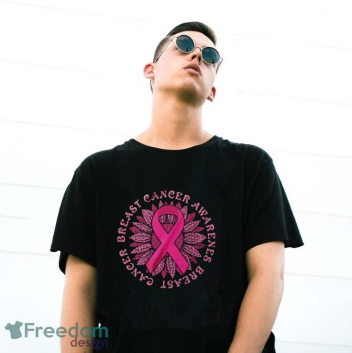 Breast Cancer Awareness Shirt, Pink Ribbon Sunflower - G500 Gildan T-Shirt