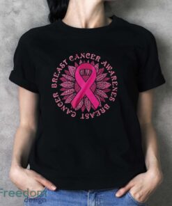 Breast Cancer Awareness Shirt, Pink Ribbon Sunflower - Ladies T-Shirt